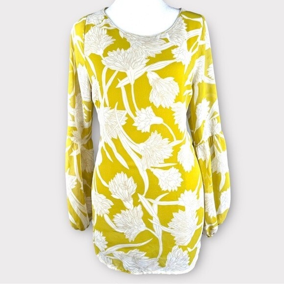 Ann Taylor Factory Long Sleeved Chartreuse Flowy Top - Size M - EUC - Picture 2 of 10